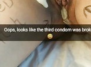 I fuck you wife so hard! Even the condom broke and my cum get inside her womb [Cuckold. Snapchat]