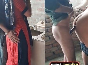 Big ass Indian desi milf maid gets hardcore fucking in standing doggy styel by her owner.