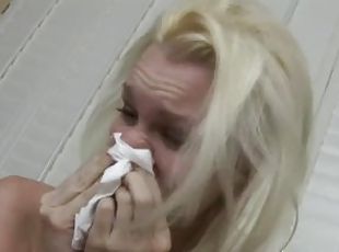 Blonde Milf crying during emo orgasm