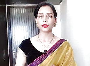 Indian Desi Bhabhi Wearing Yellow Saree In Front Of Devar 