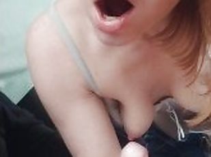 hot slut sucked in the car and asked to pay extra for cum in mouth, swallowed sperm