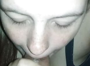 19 Year Old Milf Wife Giving Blowjob Swallows Cum