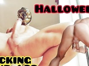 Halloween - Masked man with fit body fucking fake ass cumming twice