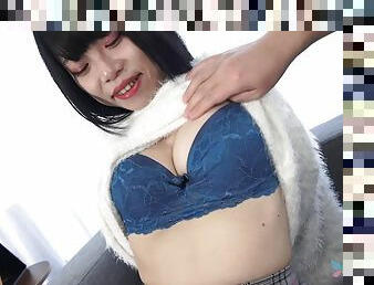 Cafe maid Miss Akane Okawa came to show off her big fat tits