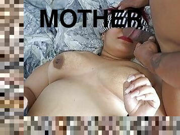 My stepmother sucks my cock thinking it's her husband's