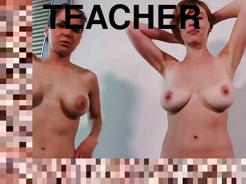 Principal And Teacher Strip In Front Of - Story