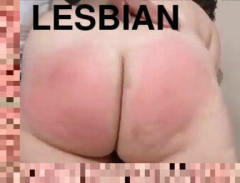 lesbian, gempal, punggung-butt, memukul