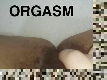 Wet orgasmic pussy, cum in throat, hairy pussy cums with huge clit