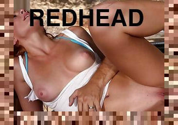 Fantastic redhead with hot ass gets stuffed really hard