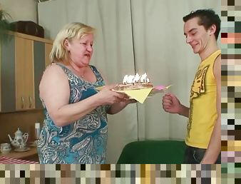 Very old mother in law pleases him at birthday