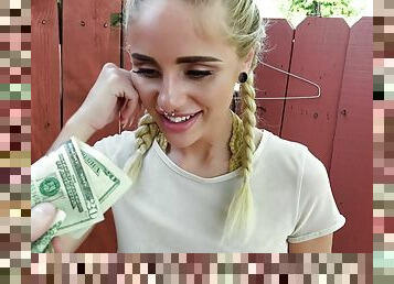 Friendly Blond Fucks In Public for Cash