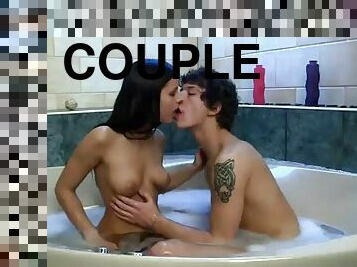 Sex in the tub with a horny couple