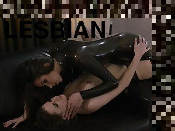 Breathtaking lesbian strapon  sex scene with hot vixens