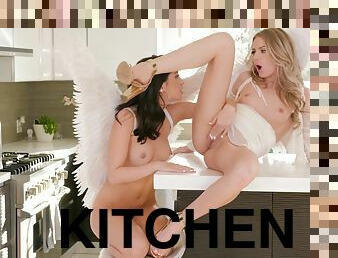 Jane Wilde and Scarlett Sage make love in the kitchen