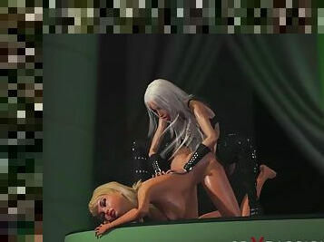 3d hot dickgirl fucks a horny blonde on the fashion model podium