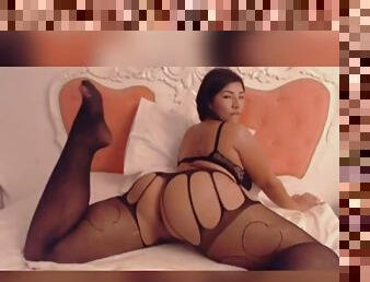 Bbw asian in lingerie touches herself sexually on webcam
