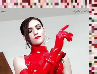 Sexy italian mistress in red latex