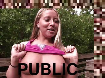 Cute Blondie Naked In Public - Outdoor Solo