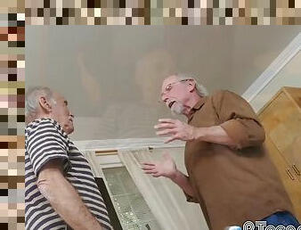Kinky teen gets together with horny grandpas who demolish her coochie