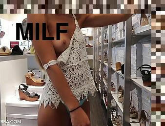 Miami White Knit - Big-Titted MILF Public Nudity