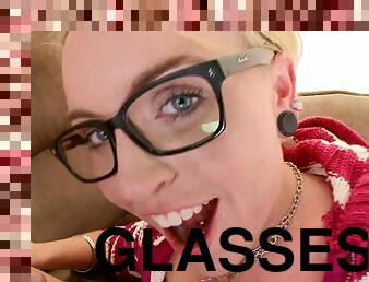 Blond With Glasses Takes Hard Cock