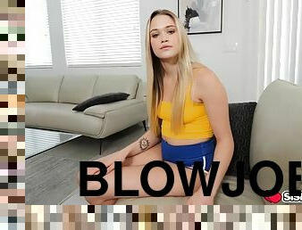 Stepbrother wants a blowjob in exchange for his stepsister Chloe Rose