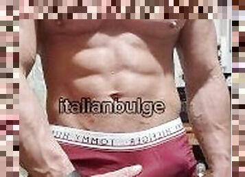 italian bulge touching big bulge red speedo big bulge