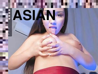 asiático, teta-grande, natural, webcam, peituda, mamas, sozinho