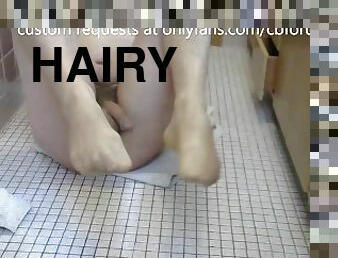 Hairy Guy Wears Wet Sheer Socks and Shows Ass