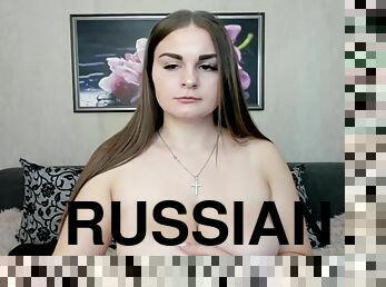 Russian Aimee Shows Great Saggy Boobs And Sucks Nipple
