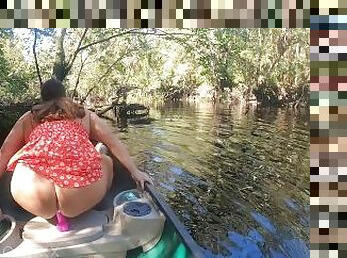 Risky Canoe Milf Fucks Dildo and Strips Naked