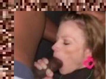Slut Hotwife Sucks off Five BBC at House Party