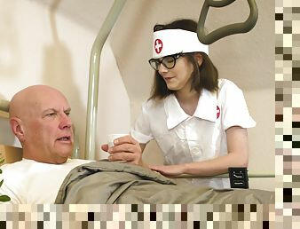 Doting nurse Sara Bell takes fantastic care of an old fogey