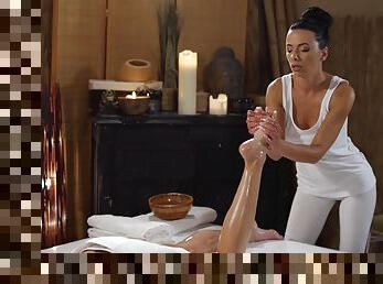 Amazing lesbian softcore in scenes of erotic massage