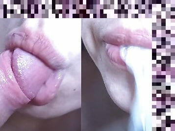 CUM again INSIDE my MOUTH! (Close-Up, Blowjob)