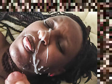 Real African Ebony Facial After Deep Interracial Black Pussy Casting Fuck