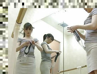 Voyeur camera captures sexy japanese ballerinas in the locker room