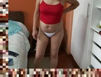 Stepson's friends spy on me and jerk off while I show off in lingerie