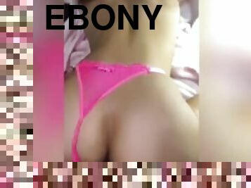 Needy ebony slut gets creampied from behind