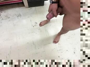 Masturbating while fully naked in public store