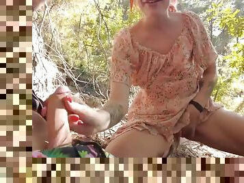 LOVEHOMEPORN - Horny couple have spontaneous sex in the woods