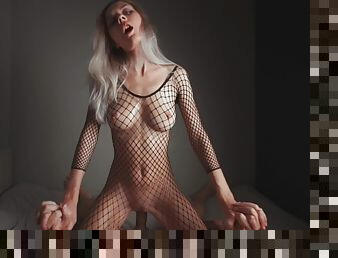 Hot baby in fishnet knows how to suck