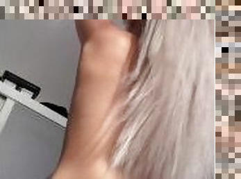 White girl blonde hair spanking her ass
