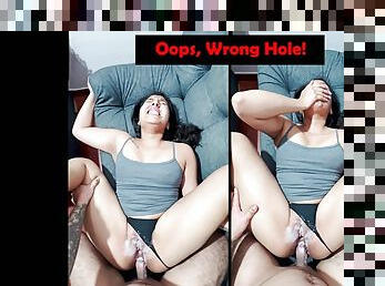 Oh, its the wrong hole!... It hurts a lot! - Random and merciless homemade anal
