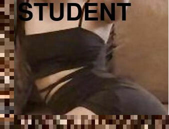 beautiful student shows her juicy breasts on camera