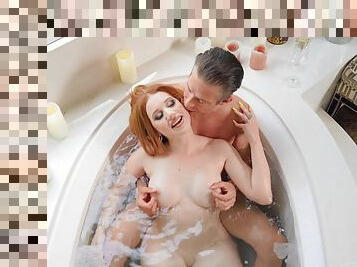 Redhead guides man's hungry dick down her tight holes in a remarkable cam tryout