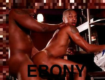 Ebony next door to my black cock in the bar