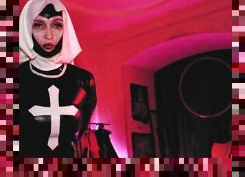 Horny Fetish Nun Mistress Eva Latex BDSM Milf Solo Gonzo Femdom Sexy Mature Boots High Heels