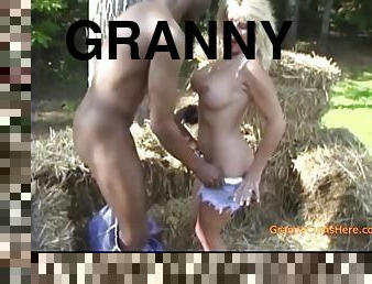 Granny rolls in the hay with bbc