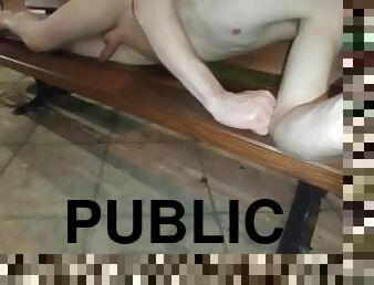 Playing totally naked with my dick in public